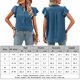 thumbnail image 2 of Blusa De Manga Corta Camiseta informal para mujer con cuello en V y volantes ligera para mujer de ajuste relajado (azul retro XL) Ygjytge para Mujer azul retro T XXL, 2 of 7