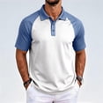 thumbnail image 4 of Oazcsf Mens Raglan Short Sleeve Golf Shirts Fashion Color Block Casual Shirt Classic Stylish Stretchy Workout Tee,Blue,L, 4 of 5