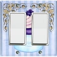 thumbnail image 1 of Metal Light Switch Plate Cover Purple Luxury Cupcake Striped Wallpaper Blue CAK051, 1 of 13