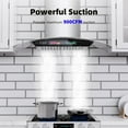 thumbnail image 3 of 30 inch Wall Mount Range Hood Tempered Glass 900 CFM, Voice/Gesture/Touch Control, Stainless Steel Kitchen Hood Vent with 4 Speed Exhaust Fan, Adjustable Lights, Memory Mode, 3 of 9