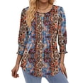 thumbnail image 4 of Fantaslook Pleated Blouses for Women Dressy Casual 3/4 Sleeve Womens Tops with Smocked Cuffs Summer Fall Shirts, 4 of 9
