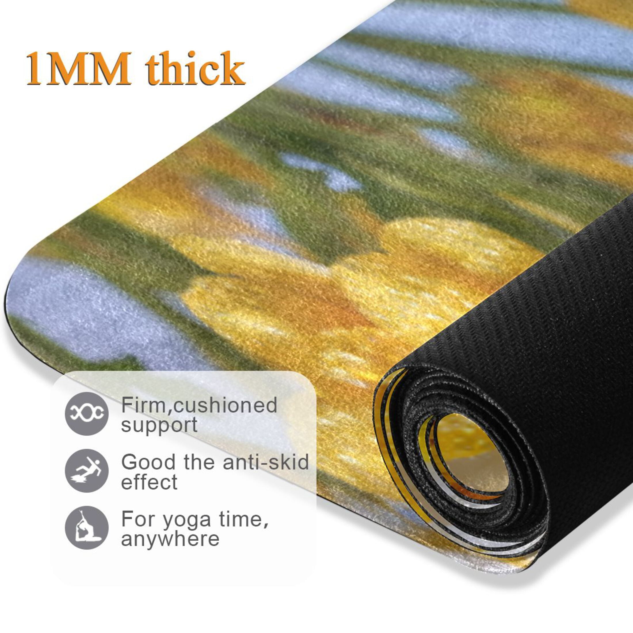 BZSMCE Yoga Mat Women Fitness Mat Cheerful Daisies under Blue Sky Pattern