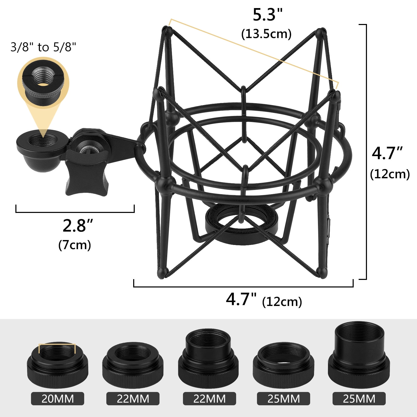 Geekria for Creators Microphone Shock Mount Compatible with Rode NT-USB, NT1-A, NT2-A, NT1000, NT2000, Procaster, K2, Mic Anti-Vibration Suspension Adapter Clamp Mic Holder Clip (Black / Metal)