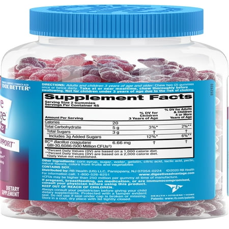 Digestive Advantage Daily Probiotics For Women And Men, Gut Health, Natural Superfruit Flavors, 90 Gummies