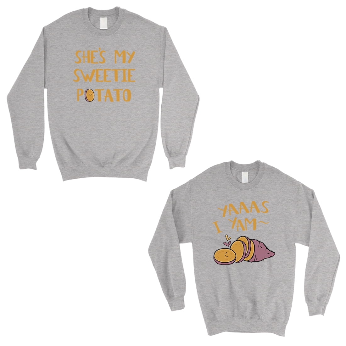 365 Printing Sweet Potato Yam Grey Matching Sweatshirt Pullover for Wedding 