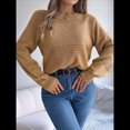 thumbnail image 4 of Suéter Cálido y Elegante para Mujer, de Larga, Tejido de Punto para Otoño e Invierno, Elegante y Casual. Caqui M, 4 of 9