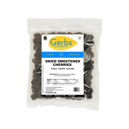 Dried Cherries by Gerbs - 2 LBS - Sweetened - Unsulfured - Top 14 Food Allergen Free & NON GMO