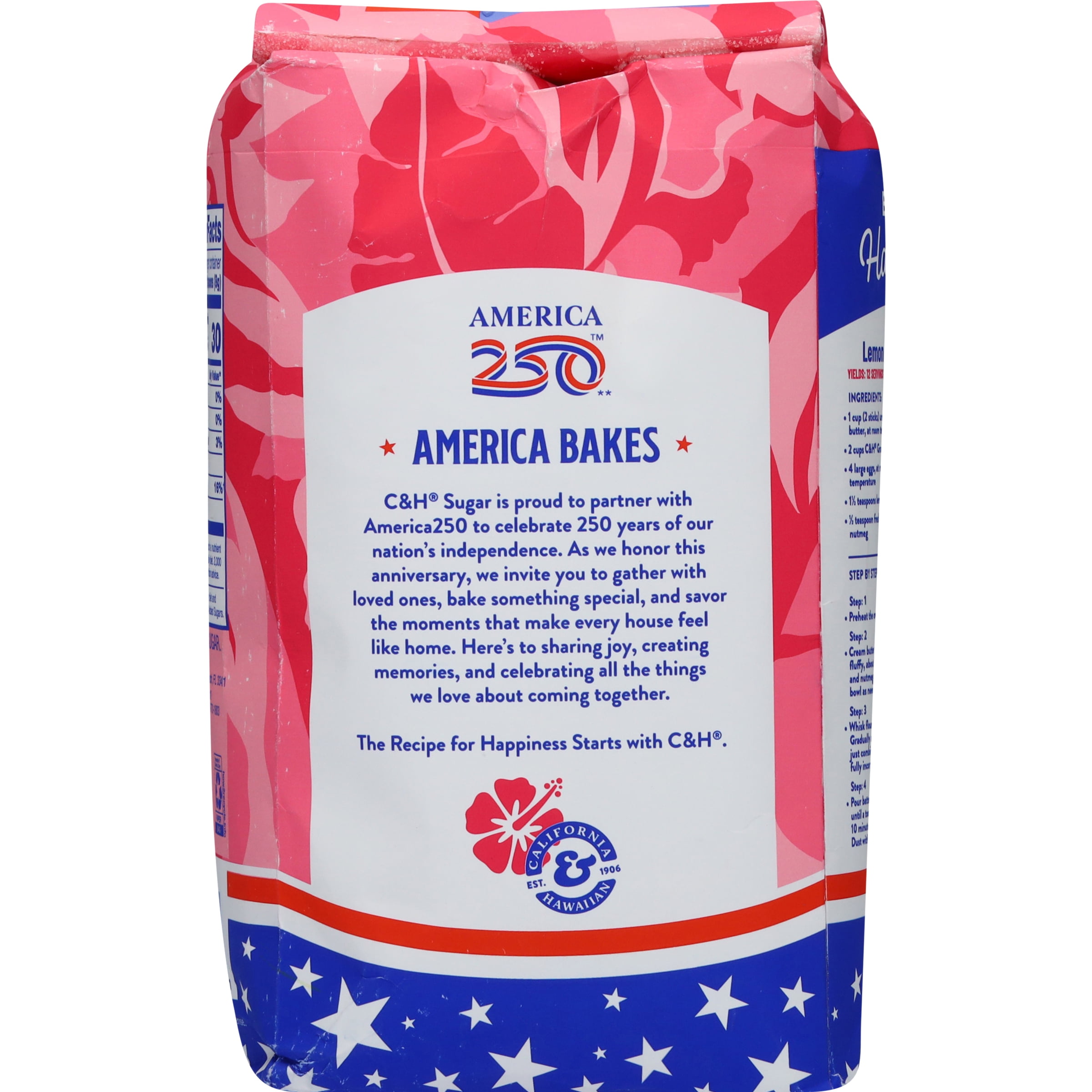 (5 pack) C&H Pure Cane Sugar, 4 lb Bag, Summer Baking, July 4th Desserts, Limited Edition