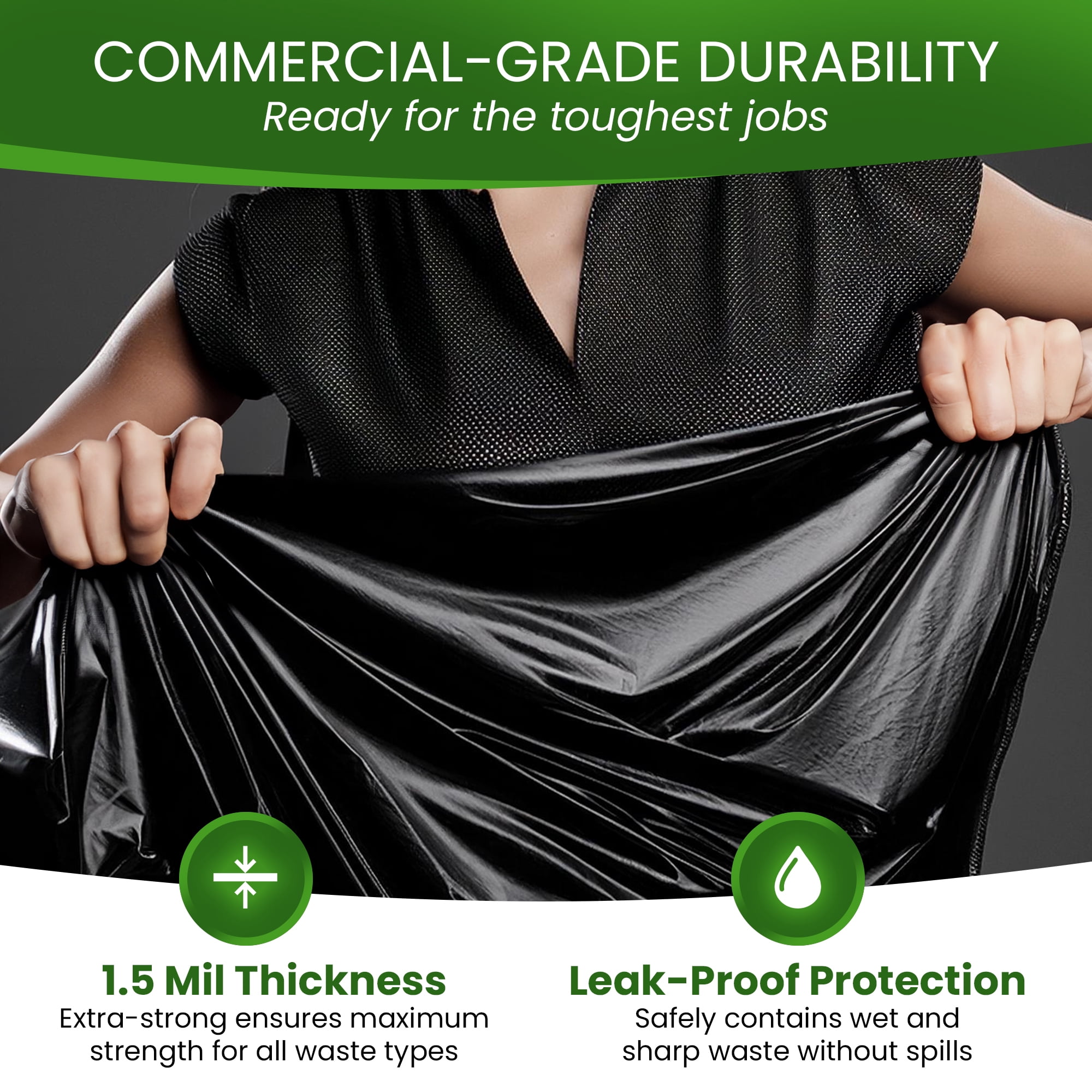 Best Option 30-33 Gallon Black Trash Bags, 100 Count Box, (33x39-inch) Commercial Heavy-Duty Garbage Bag and Can Liners