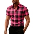 thumbnail image 2 of Blmnix Mens T-Shirts Guide Plaid Shirt Oversized Big And Tall Shirts Shirt Button Down Collared Pink Short Sleeve Casual Shirts for Men,XXXL, 2 of 5