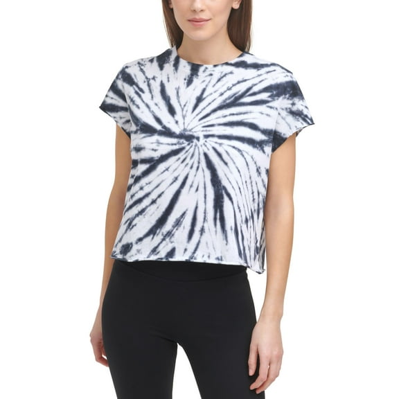 DKNY Womens Sport Tie Dye Raw Hem T-Shirt