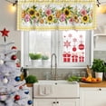 thumbnail image 6 of Sunflower Valances for Windows, Decorative Rod Pocket Window Valance Curtains, Pink Yellow Floral Elegant Pastoral Checkered Short Curtain Drapes for Kitchen/Living Room, 2 Panels, 60" W x 18" L, 6 of 8