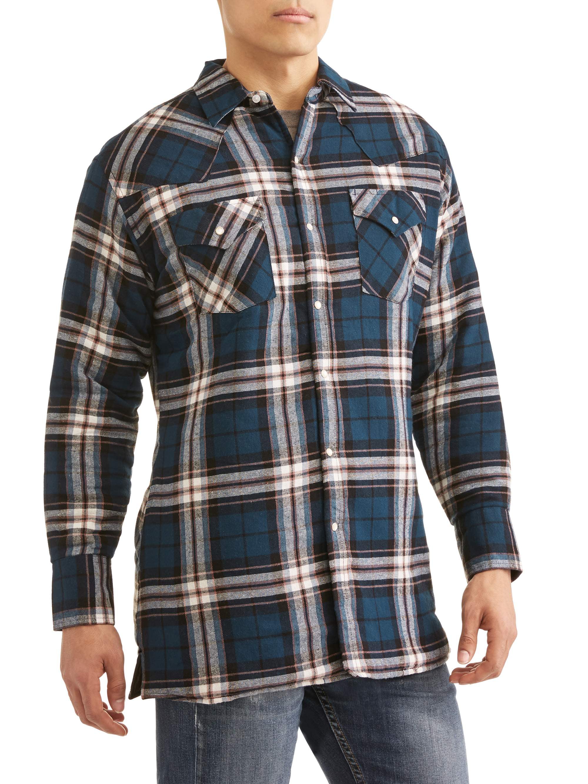 ONLINE - Big And Tall Men's Long Sleeve Quilted Flannel Shirt-Jacket ...