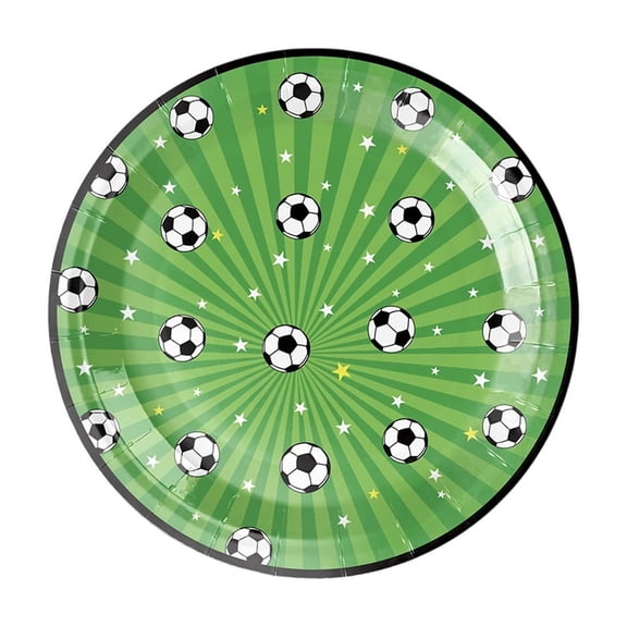 Deeceymbur 10 Pack Football Party Paper Cutlery Set Sports Themed Disposable Plates for Birthday Parties Tableware Decor Green Field Design