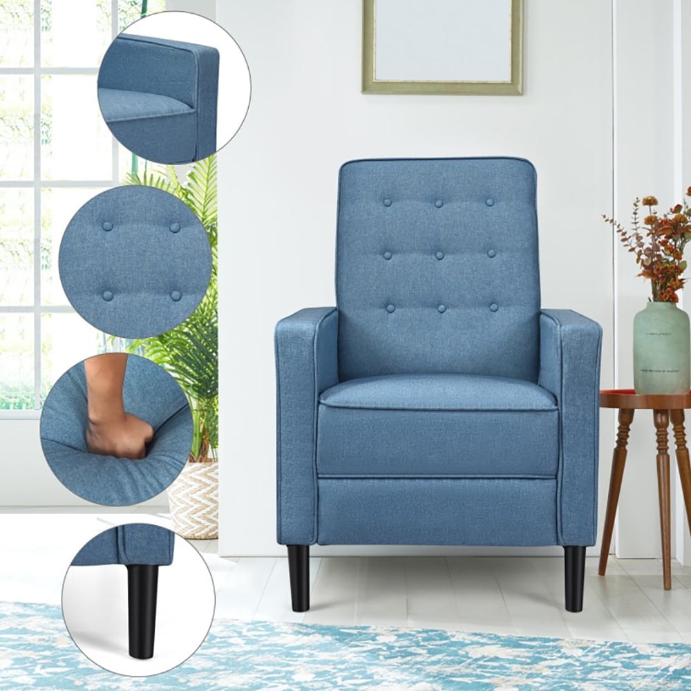 Finihen Accent Chair, Push Back Recliner Arm Chair, Mid-Century Push Back Recliner Chair, for Living Room, Office, Blue Finihen Accent Chair, Push Back Recliner Arm Chair, Mid-Century Push Back Recliner Chair, for Living Room, Office, Blue