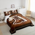 thumbnail image 3 of jejeloiu Brpwn Cowboy Boots Full Size Comforter Sets,Rustic Cowhide Pattern Bedding Comforter Set,Cabin Farmhouse Bedding Sets For Boys Girls,Breathable Home Decor,3 Pieces, 3 of 8