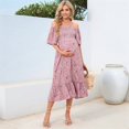 thumbnail image 2 of Women'S Chiffon Floral Dresses Casual Summer Boho Flutter Sleeve Flowy Western Dress MY112 Pink XL, 2 of 5
