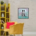 thumbnail image 3 of Black Cat with Whimsical Daisies Black Framed Giclee Art, 24 x 24, Made In USA, 3 of 7