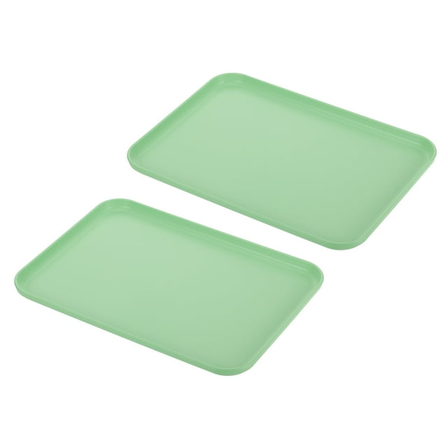Unique Bargains Plateau de Restauration Rapide 12x9', 2 Pack Plateau de Service Antidérapant Réutilisable en Plastique PP Vert