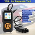 thumbnail image 2 of Lector de código V318, herramienta de diagnóstico de coche, escáner OBD2, probador de batería, comprobación del sistema del motor, multilenguaje, 2 of 4