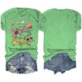 thumbnail image 5 of Blusas de Verano de las Mujeres Flor Impresa Cuello Redondo Manga Corta Superior, Verano Superior de las Mujeres, 5 of 5