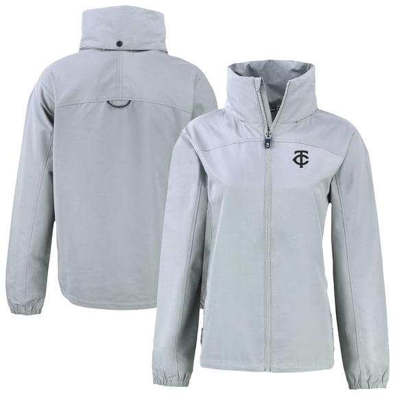 Women's Cutter & Buck Gray Minnesota Twins Charter Eco Recycled Full-Zip Jacket