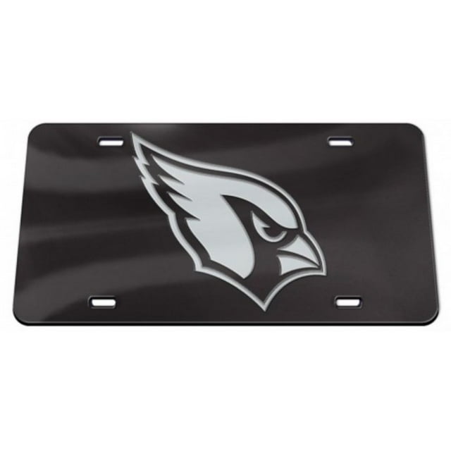Plaque d'Immatriculation Laser Miroir en Cristal Noir des Arizona Cardinals