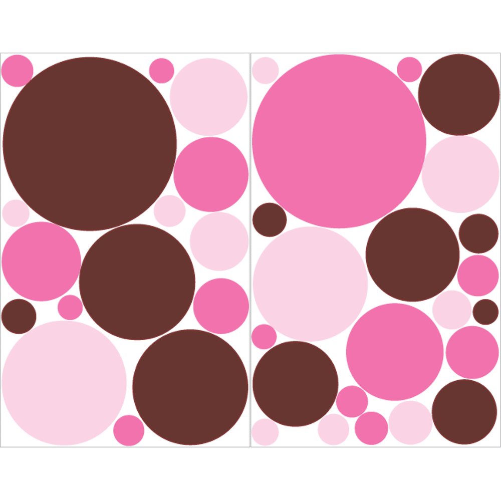 Pink and Brown Polka Dot Wall Decals Stickers / Children's Nursery