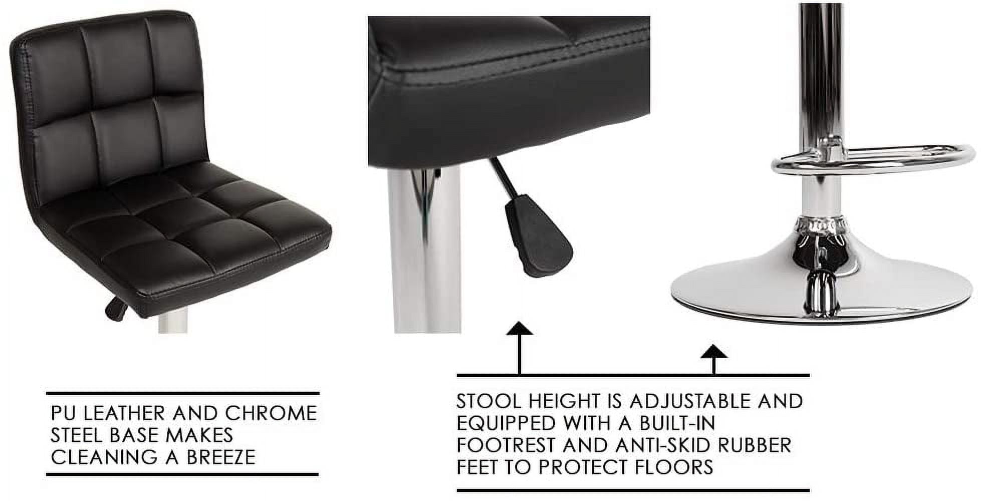BestOffice New Black Adjustable Synthetic Leather Swivel Bar Stools Chairs B06-Sets of 2,Black