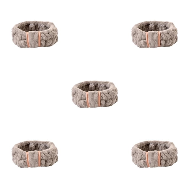 Qarigey Bandas para el cabello de cara ajustable Coral Fleece Diadema Artículos para el hogar Accesorios de peinado para Spa Cuidado de la piel Gris 5piezas Qarigey CBP256507