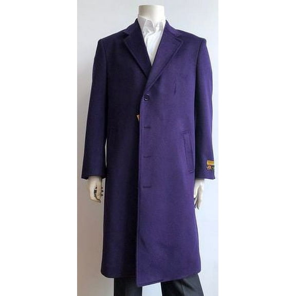 Men's Purple Wool Blend Full Length Overcoat Alberto Nardoni Coat-44