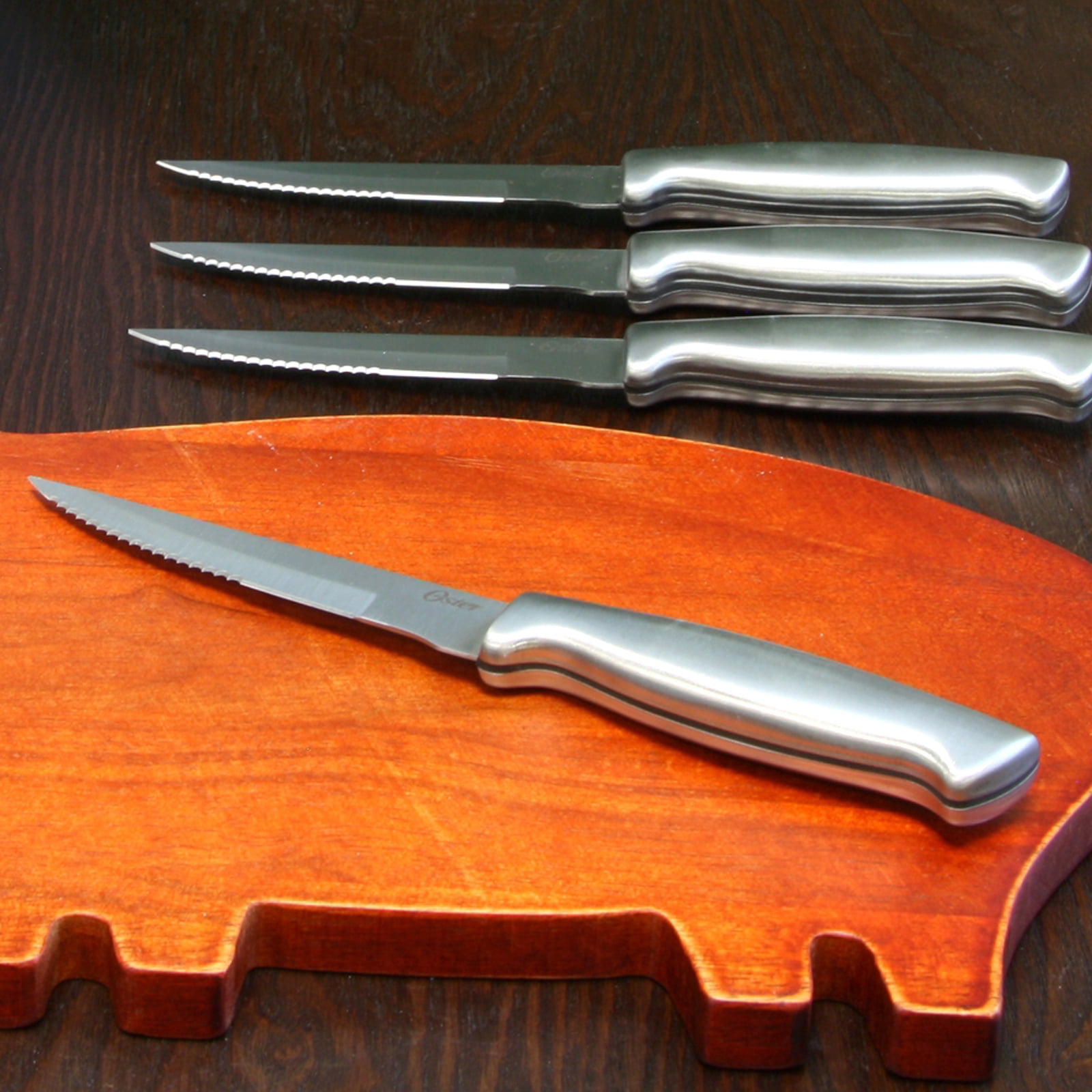 OSTER Stainless Steel Modern Jumbo Steak Knife Set #248 Set of 4 (5 Blade)