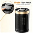 thumbnail image 3 of EuKer 1500W Ceramic Heater, Portable Space Heater with Remote Control, ECO Thermostat & 60° Oscillation Mode for Office, Bedroom & Home, Gold, 3 of 8