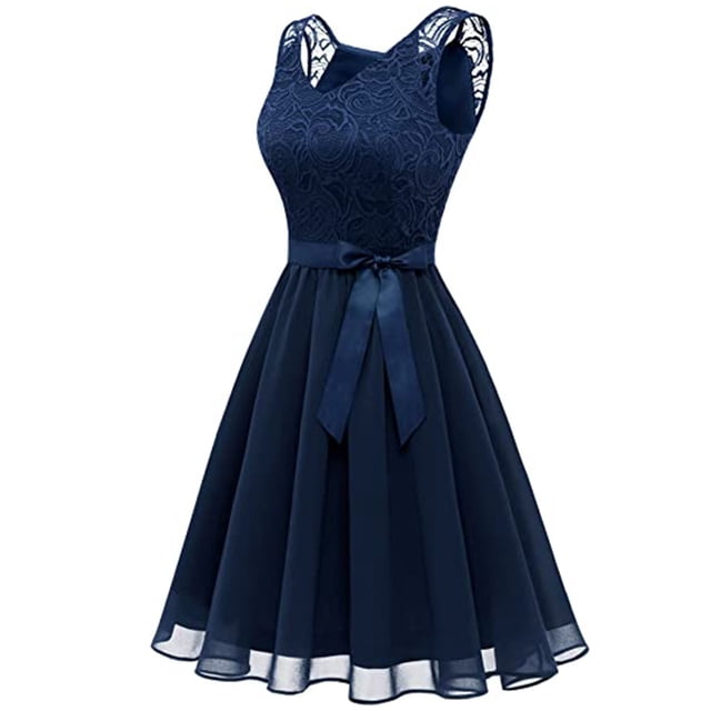 Fankiway Robe Vintage Sans Manches en Dentelle pour Femmes Robe de Cocktail Robes de Soirée Grande Taille Robes d'Été pour Femmes Manches Courtes
