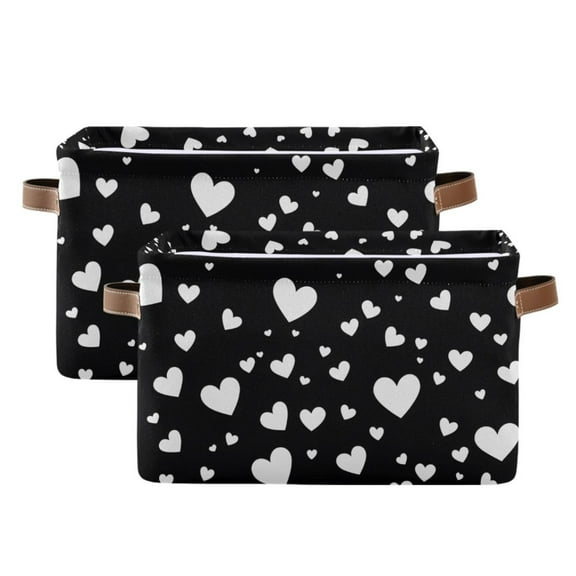 Ryvnso Hearts-a1 Storage Basket Large Bin Foldable Boxes Toys Organizer 14.2x10.2x8.3in 2 PCs