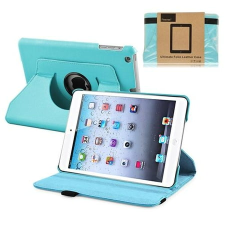 INSTEN Light Blue Swivel Leather Case Cover Stand For Apple iPad Mini 3 / 1 / 2 Retina (Supports Auto Sleep/Wake)