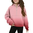 thumbnail image 2 of Spazoro Girls Turn Down Collar Sweatshirts, Long Sleeve Gradient Color Soft & Comfy Half Zip Fall Winter Tops for Girls Watermelon Red Size 11 T, 2 of 5