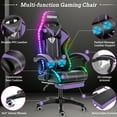 thumbnail image 4 of 450LBS Load RGB Lighted Massage Gaming Chair, High Back Computer Chair with Footrest and Lumbar Support, Height Adjustable Gaming Chair with 360 Degree Swivel Seat and Headrest for Boys Girls Gaming, 4 of 8
