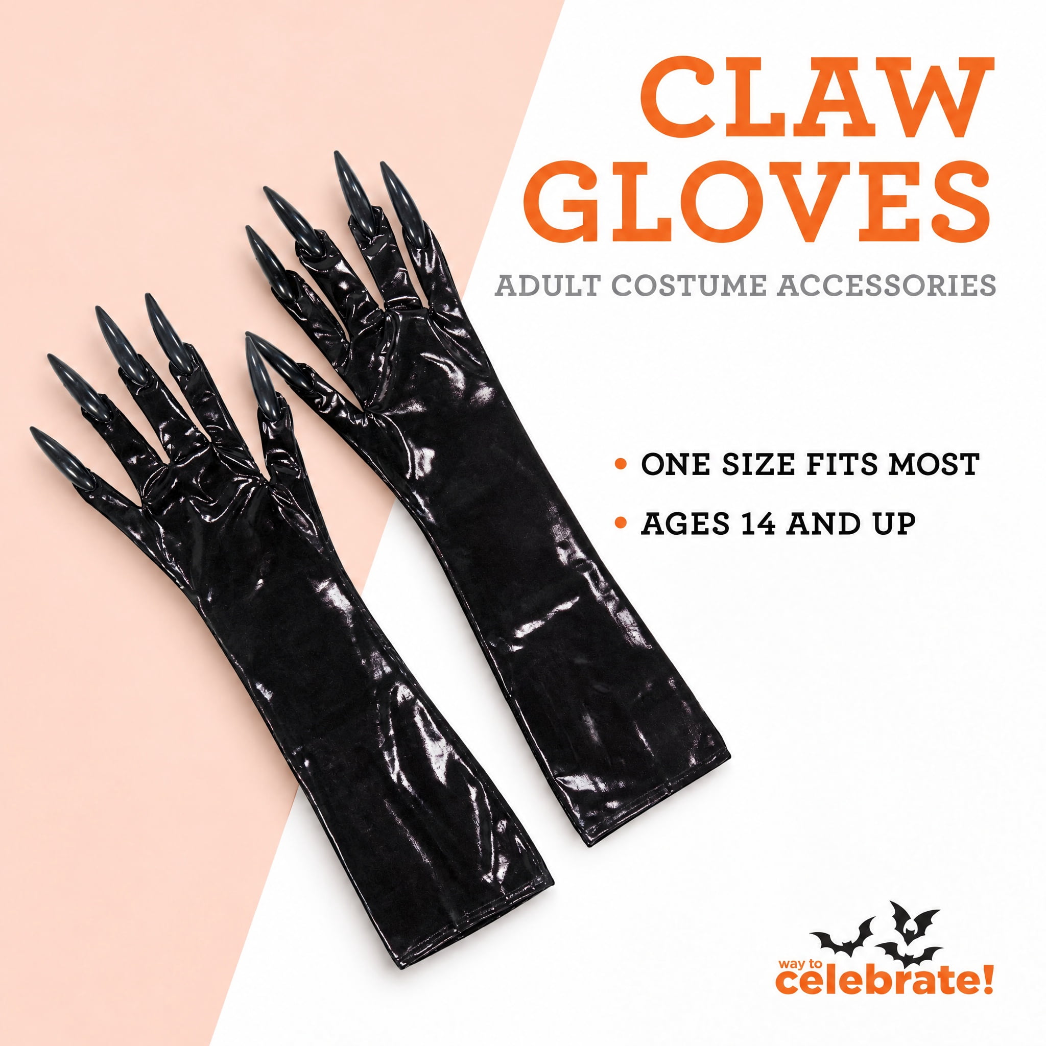 Claw Gloves Costume Accessory for Adults, Black, Halloween by Way To Celebrate