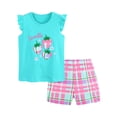 thumbnail image 3 of Summer Outfits for Girls Size 8-9 Cute Ruffle Cotton Graphic Tees Shorts 2 Piece Outfits Clothes Set Blue, 2 Y, 3 of 7