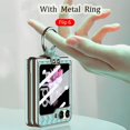 thumbnail image 3 of Compatible with Samsung Galaxy Z Flip 6 Case Ring Holder Stand Woven Leather Cover Built in Small Screen Protector Camera Protector Women Men Kickstand Phone Case for ZFlip 6 5G (2024) Blue, 3 of 11