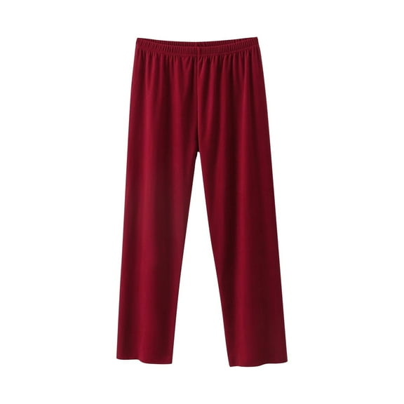 Oalirro Women's Pajama Pants Fashionable Solid Color Fleece Casual Comfy Wide Leg Home Wear Elastic Waist Pajamas Pants