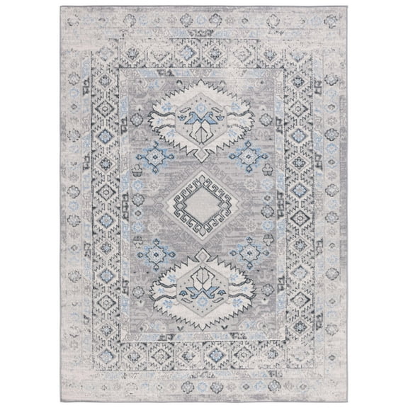 SAFAVIEH Odyssey Edna Damask Area Rug, Grey/Light Blue, 5'3" x 7'6"