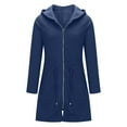 thumbnail image 4 of Women's Hooded Jacket Lightweight Zip Up Long Sleeve Drawstring Fall Coat Casual Lightweight Outerwear with Pockets Ladies Clothes, 4 of 7