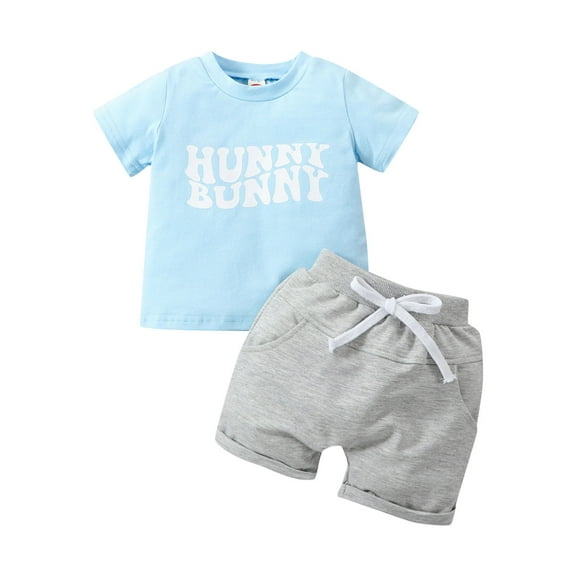 Gerichy Boys Summer Outfits Toddler Kids Baby Boy Clothes Toddler Boys Short Sleeve Letter Printed T Shirt Pullover Tops Shorts Kids Outfits