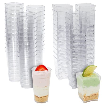 72 Pack Mini Plastic Shooter Glasses for Desserts, Weddings, 3 oz and 5 oz Cups