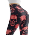 thumbnail image 5 of DISNIMO Skull Printed High Waisted Yoga Pants Tummy Control, Stretch Workout Leggings for Women, Breathable Yoga Pants Leggings for Workout Sport, Black and Red, XS, 5 of 6