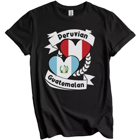 Peruvian Guatemalan Heart Flags Peru Guatemala T-Shirt