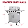 thumbnail image 2 of Feasto 4-Burner Propane Gas Grill, Stainless Steel Body, Side Sear Burner, 49500 BTU, 563 Sq.In., Cabinet Storage, 2 of 11