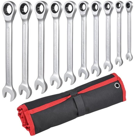 Discount Metric Combination Wrench - Yescom 10-Piece Ratchet Wrench Combination Spanners Set Metric MM Gear Box Open End
